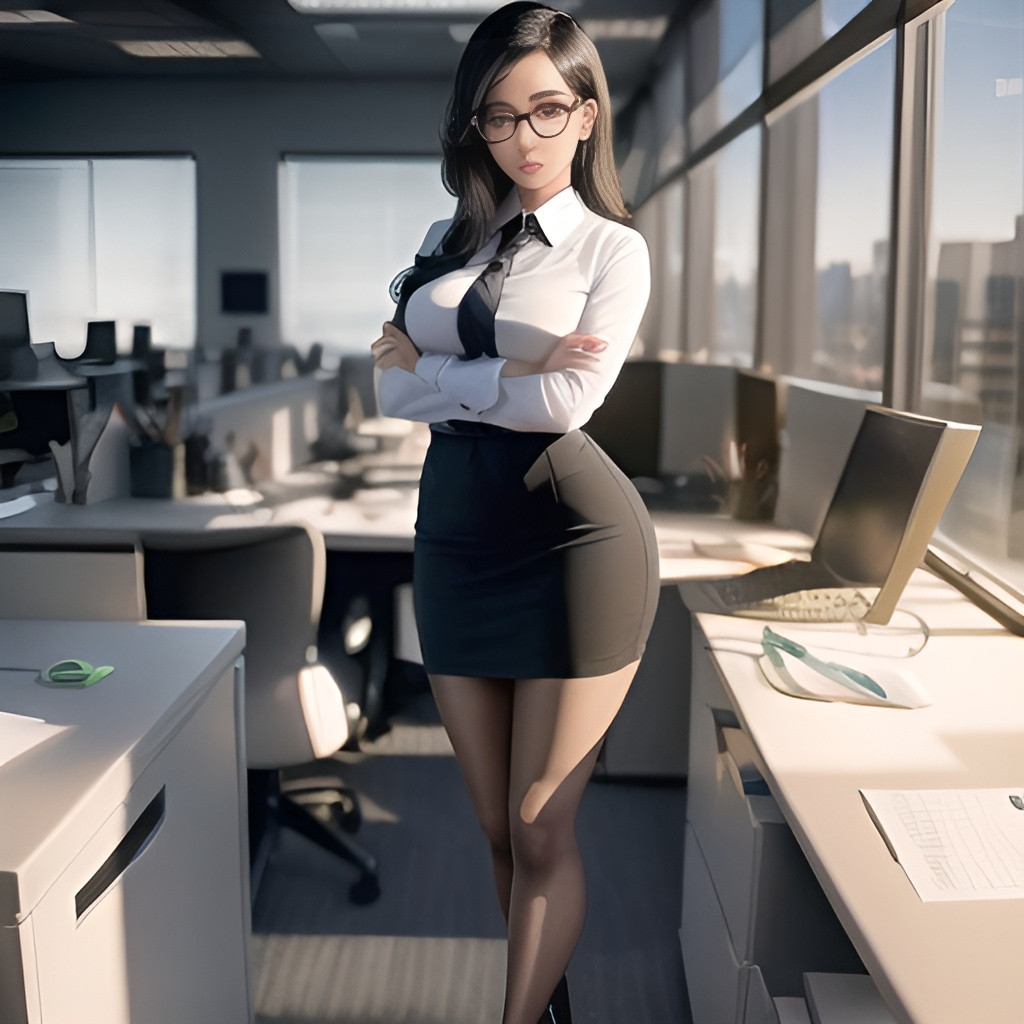 Beautiful stern business woman, crossing her arms